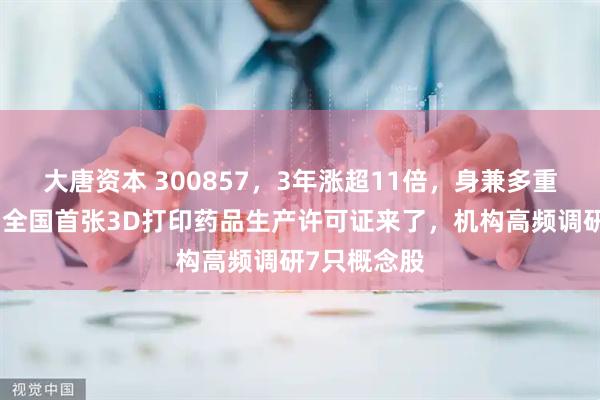 大唐资本 300857，3年涨超11倍，身兼多重热门题材！全国首张3D打印药品生产许可证来了，机构高频调研7只概念股