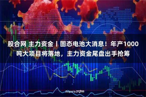 股合网 主力资金丨固态电池大消息！年产1000吨大项目将落地，主力资金尾盘出手抢筹