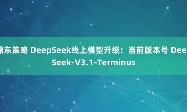 鼎东策略 DeepSeek线上模型升级：当前版本号 DeepSeek-V3.1-Terminus
