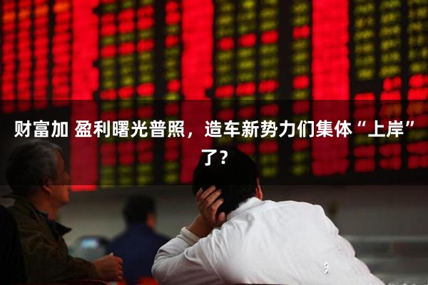 财富加 盈利曙光普照，造车新势力们集体“上岸”了？